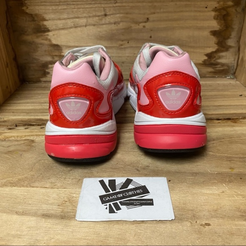 adidas Women's Red Pink White Falcon Sneakers - Picture 4 of 13